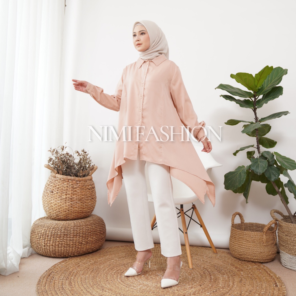 Nimi Kemeja Wanita Oversize Bella Double Button Shirt