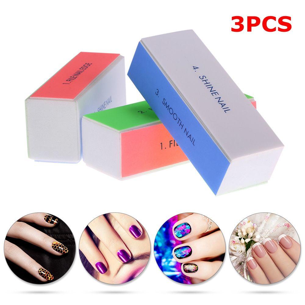 Lily 3Pcs / Set Kikir Kuku 4 Sisi Portable Untuk Manicure / Pedicure