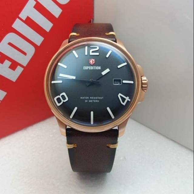 JAM TANGAN EXPEDITION PRIA E 6789 ROSEGOLD BROWN ORIGINAL