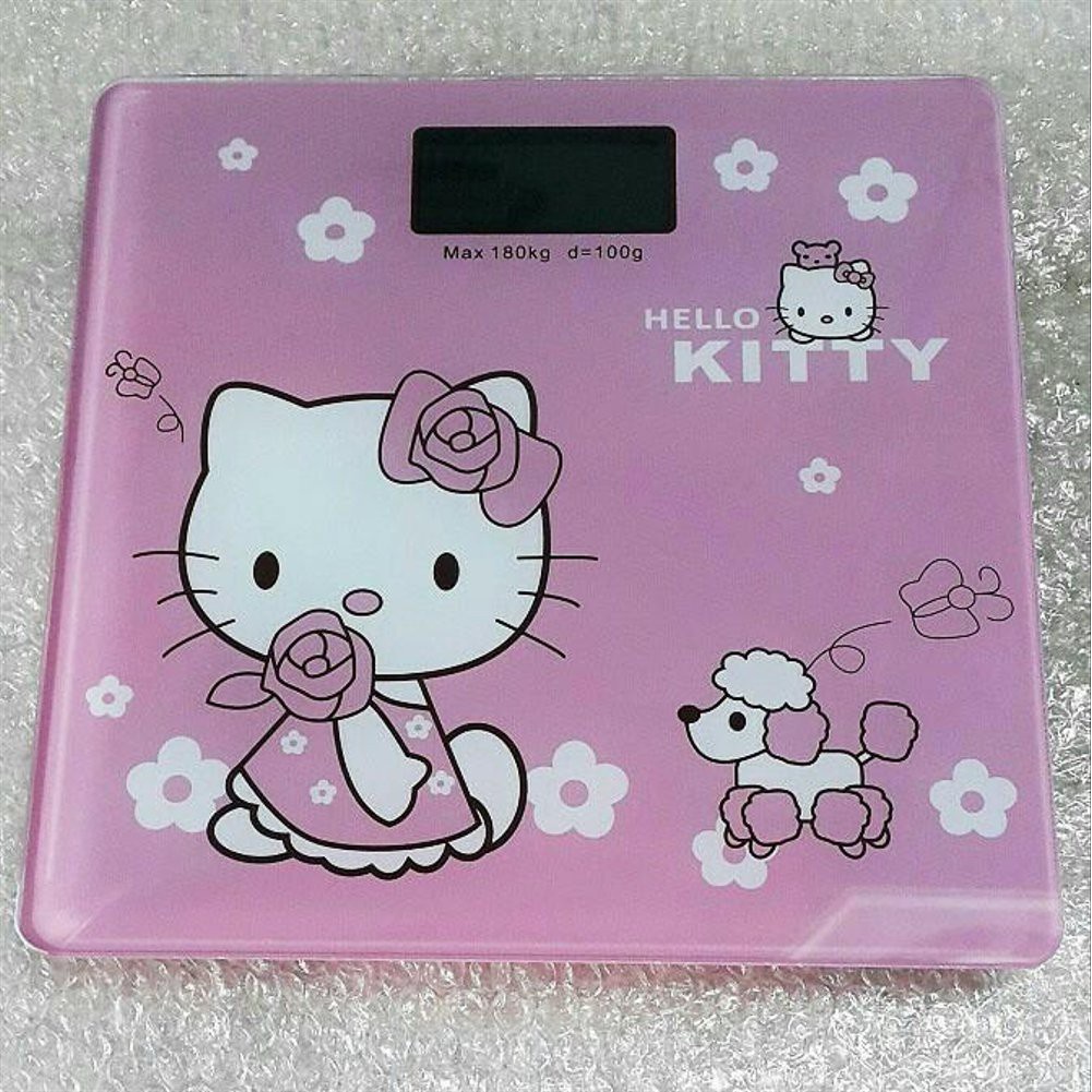 MPro Timbangan Badan Elektronik Health Scale 180KG Rechargeable + Temperature USB karakter pink blac AMT