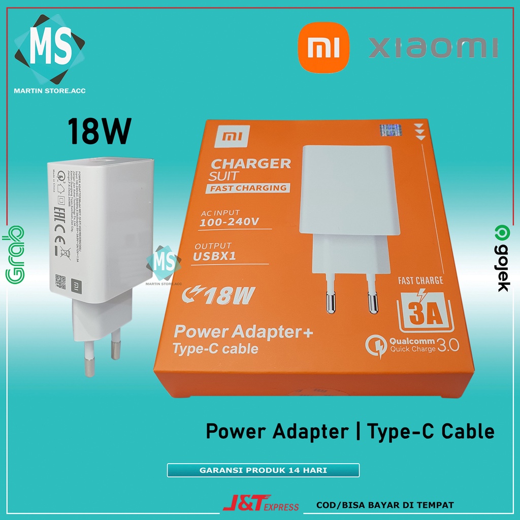 Charger Xiaomi micro USB/Type C Original 100% Fast Charging 9V 2A 18W