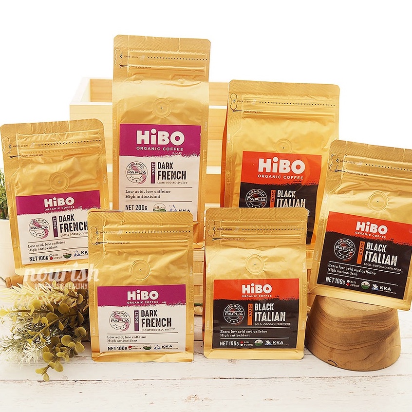 Hibo, Organic Coffee Bean (Biji Kopi Organik) Black Italian 100gr