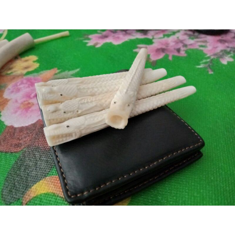 once pipa rokok tulang kerbau ukir panjang 10, 11 cm