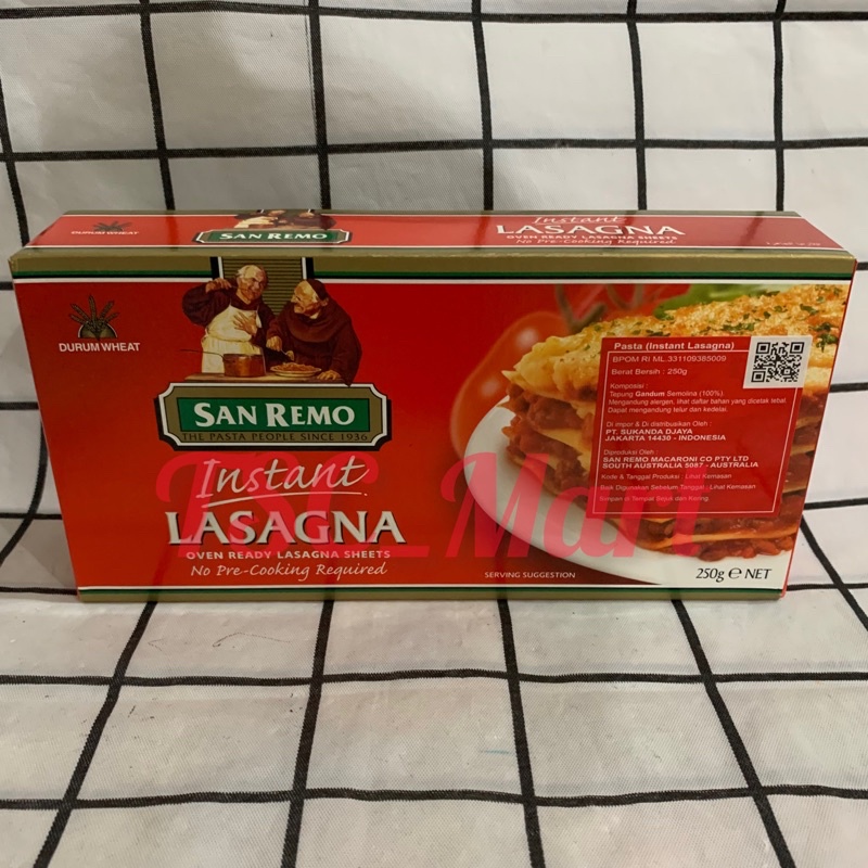 

San Remo Lasagna Pasta instant 250gr / san remo / sanremo / pasta / instan / lasagna