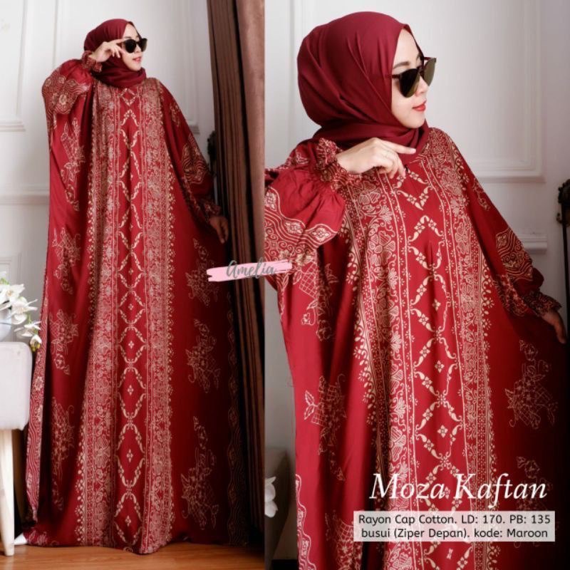 COD - Asmiranda Maxy Gamis Muslim Aurora Dress Shakila Aksen Renda Brukat Import Ld  110 Fit S - XL ( Free Bros ) Fashion Maxi Wanita Pesta Kondangan Modern Termurah Terlaris-KAFTAN MOZA MAROON