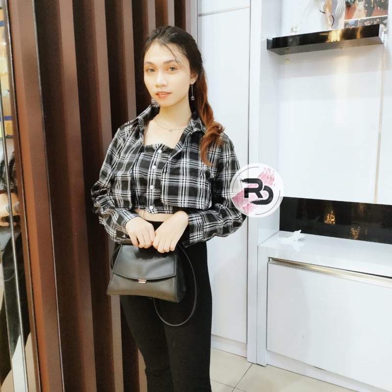 BEFAST - ZRD OOTD Wanita Setelan IDHA / MINA 2in1 (kemeja + tangtop) / Set Kekinian Remaja / Set Daleman+Luaran kemeja Lengan Panjang / Set Motif Kotak-Kotak / Setelan OOTD Ala Style Korean