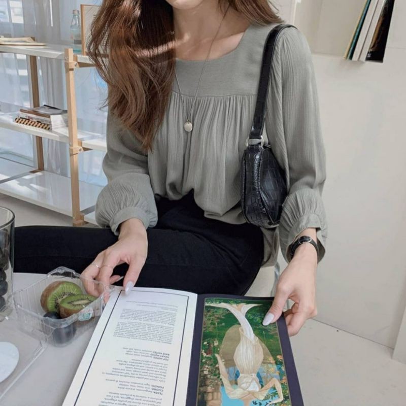 Chana Blouse Atasan Wanita Korean Style Crinkle Import
