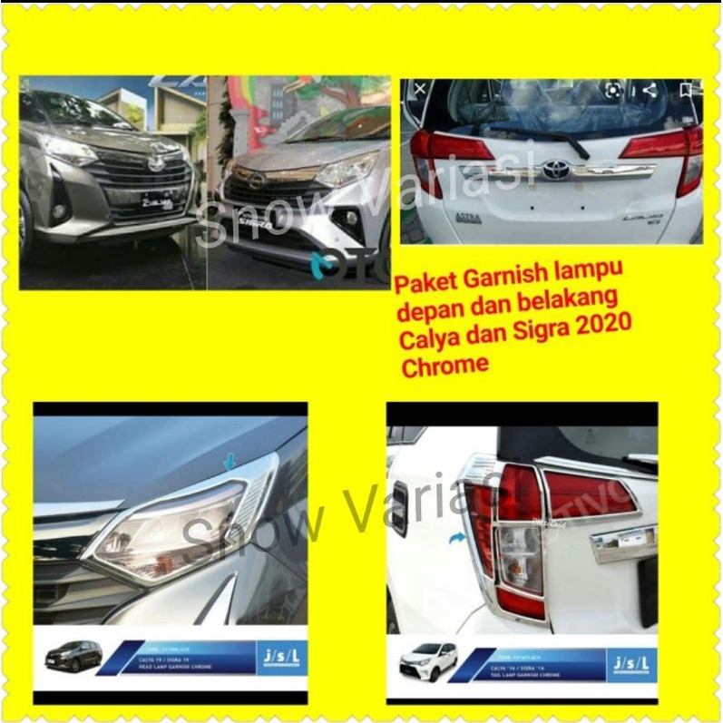 Paket Garnish Lampu Depan Belakang Calya Sigra 2019 2020 2021 Chrome