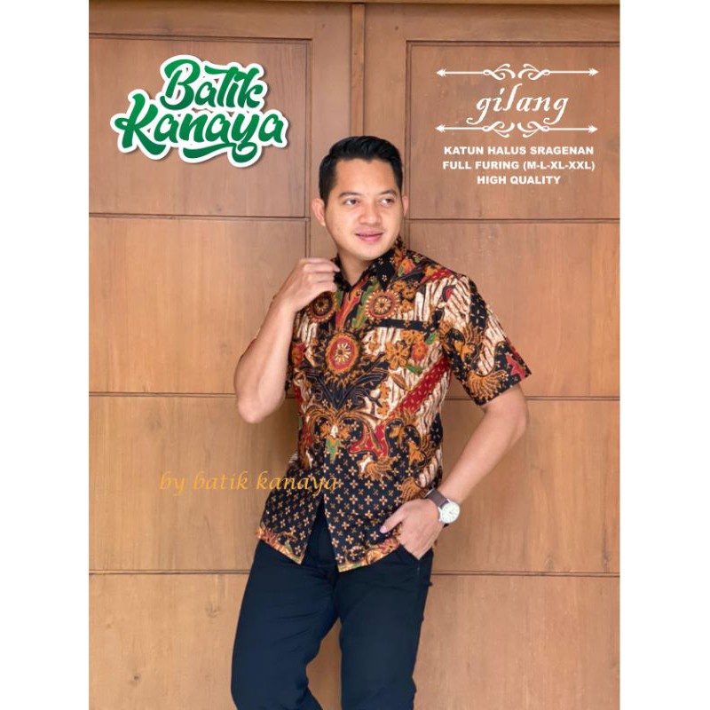 Kanaya Kemeja Batik Pria Lengan Pendek Full Furing Modern GILANG