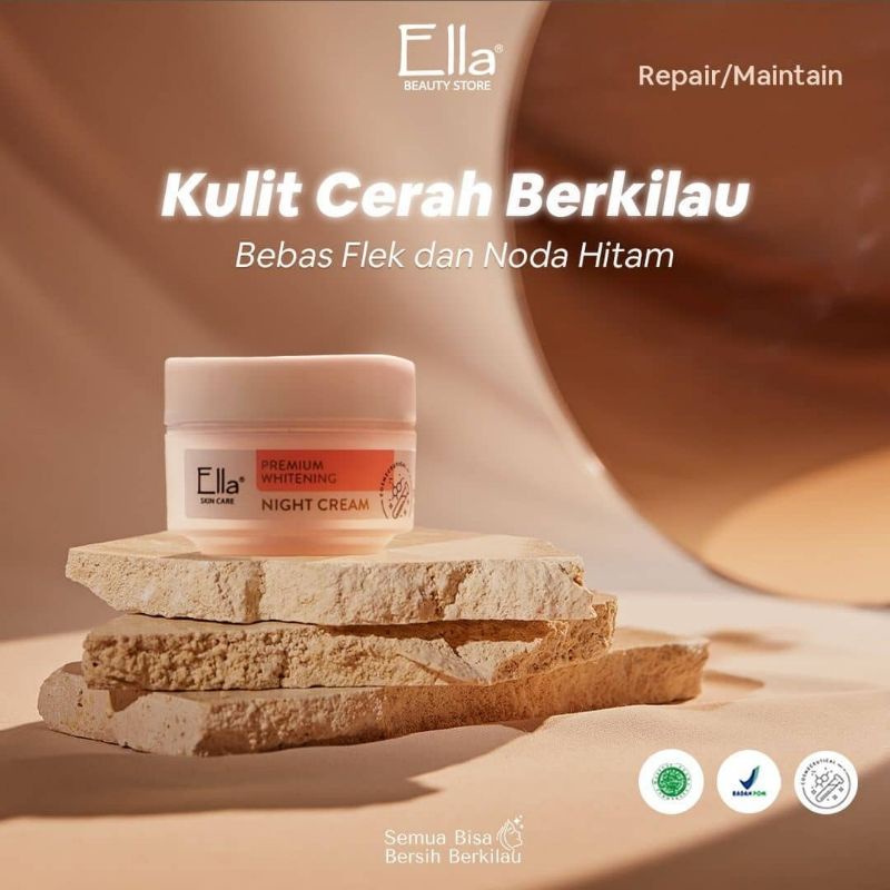 Premiun whitening night cream ella skincare