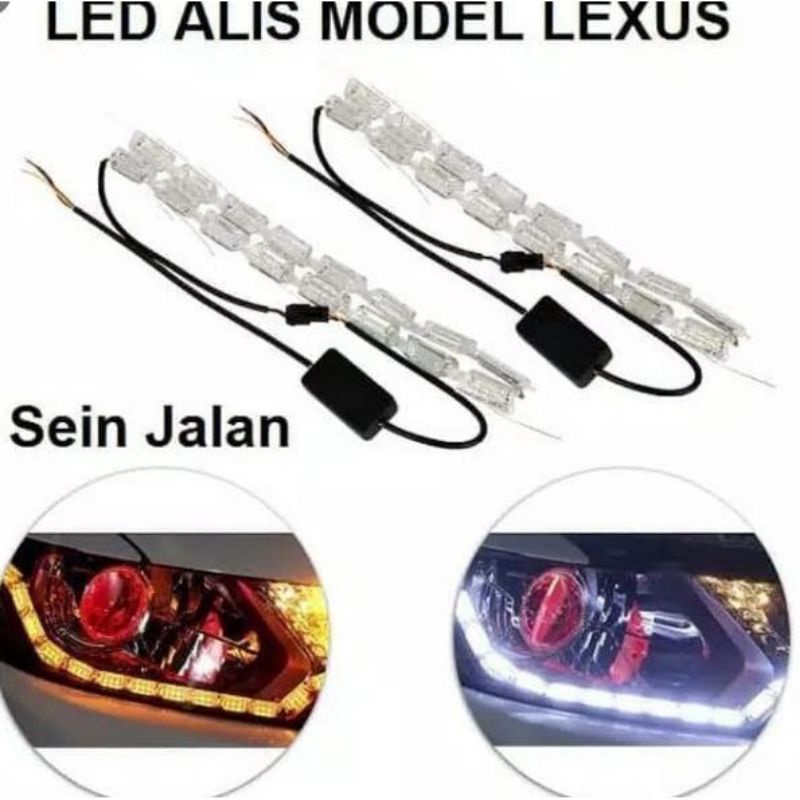 Sepasang Led Alis Kristal 50 cm 12 volt 24 volt sein running