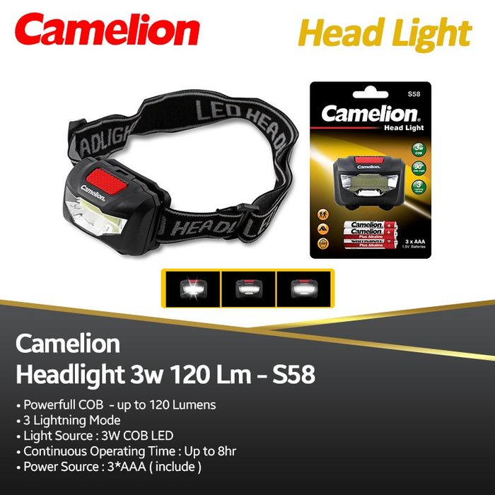 CAMELION HEADLIGHT HEAD LAMP S58/ SENTER KEPALA CAMELION S-58