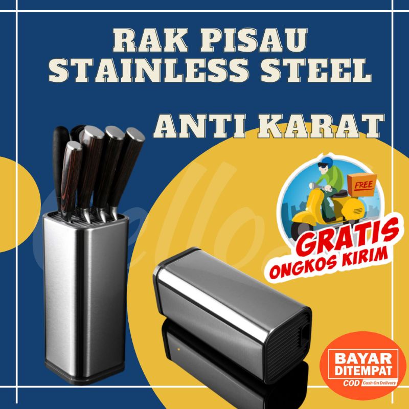 Rak Tempat Penyimpan Pisau Dapur Stand Tool Knife Holder Stainless Steel