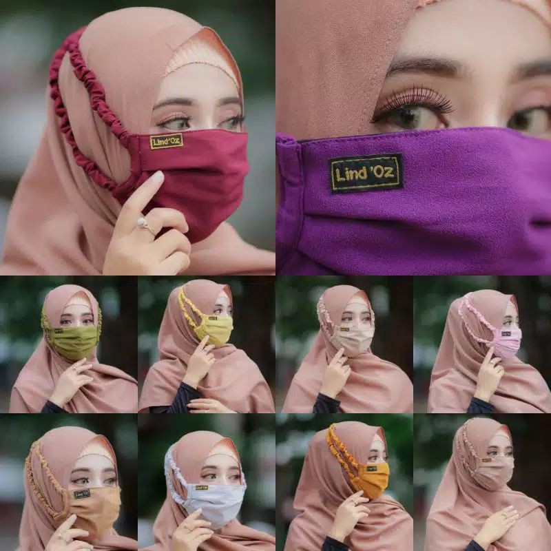 COD ORIGINAL MASKER LIND'OZ KERUT 3 LAPIS 3PLY / MASKER HIJAB KERUT KAIN DIAMOND CREPE READY SNI