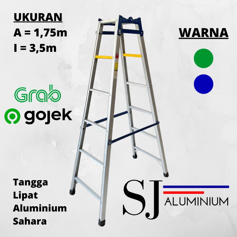 SJ Aluminium - Tangga Lipat Aluminium Ladder Ukuran 1,75 Meter / 175 Cm