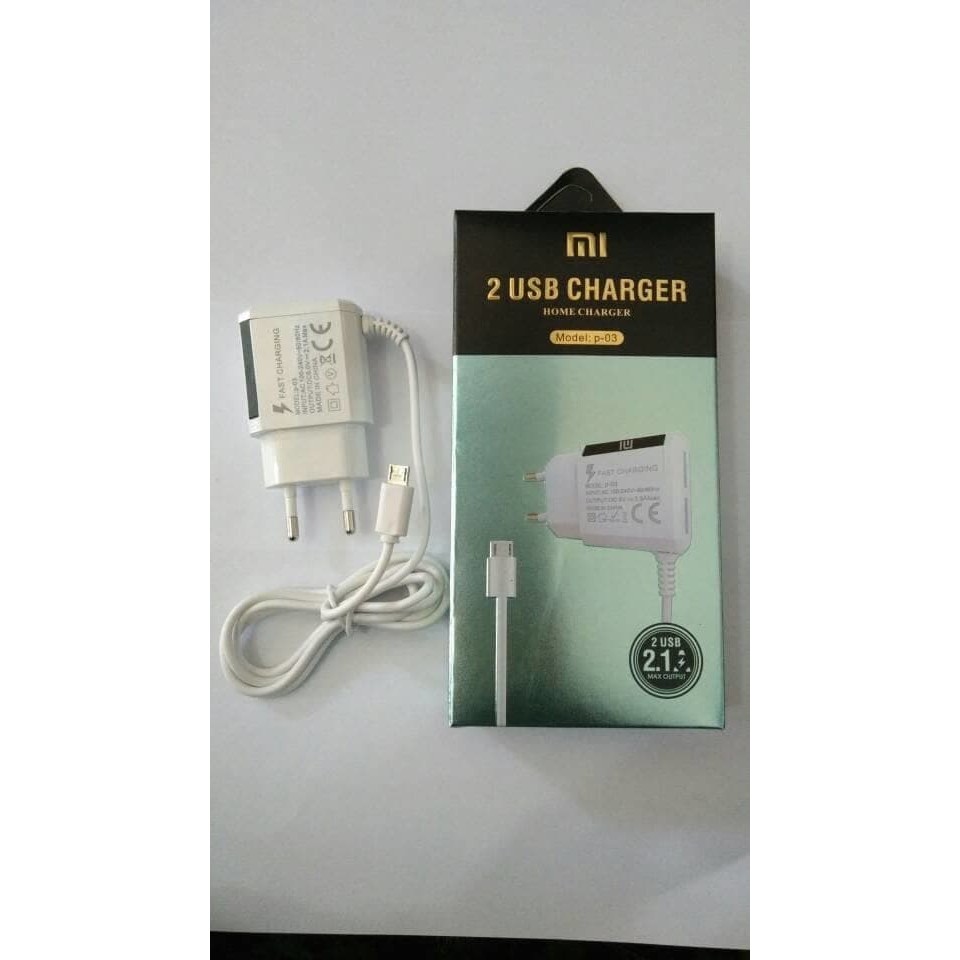 TC Charger XIAOMI 2USB 2.1A Charger P-03 Grosir