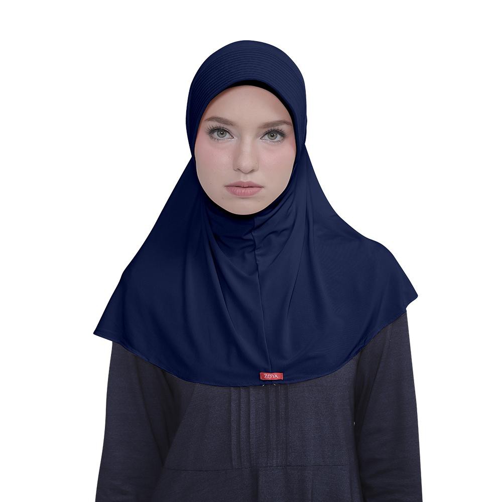 Bergo Zoya Marsha HB Casual Jilbab Sekolah Instan Jilbab Kantor-Navy