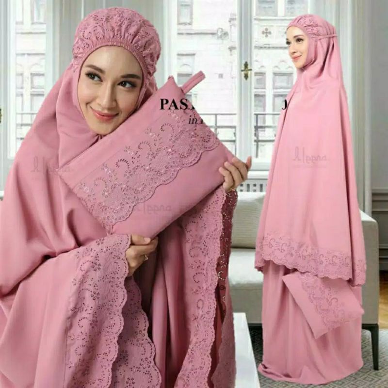 Mukena Dewasa Katun Premium Khodijah Bordir Free Tas