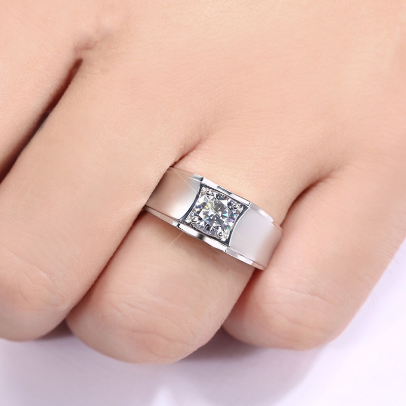 Cincin kawin perak 925 pria (ukuran 6.5mm/8mm)