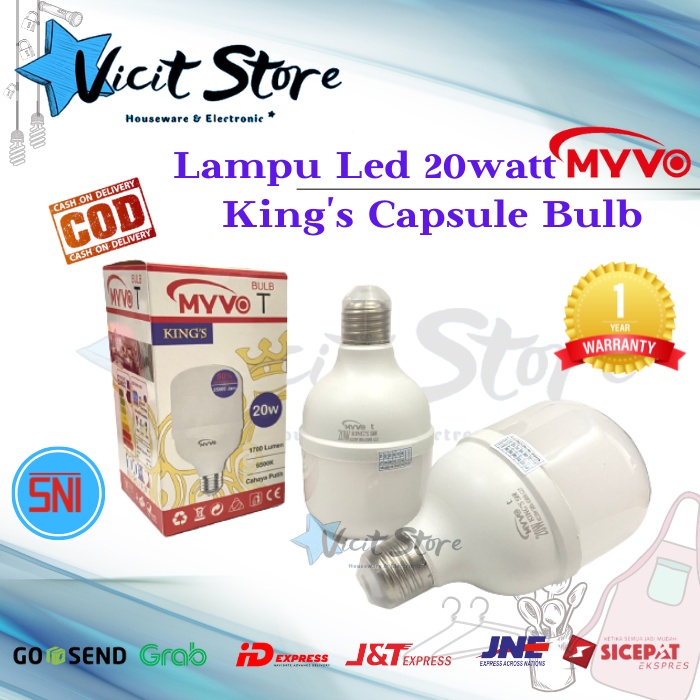 Lampu Led 20watt Myvo King Capsule T Bulb Cahaya Putih Bergaransi