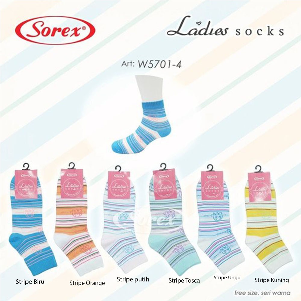 KAOS KAKI WANITA SOREX W 5701-4 Girls Sock - Kaos Kaki Sorex Aneka Motif Khusus Cewek