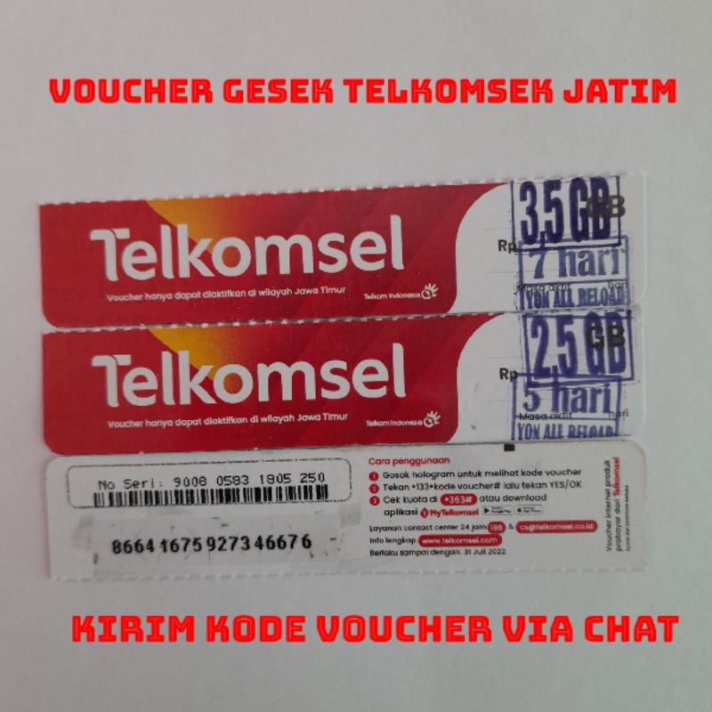Voucher gesek telkomsel Jatim (kirim kode via chat)