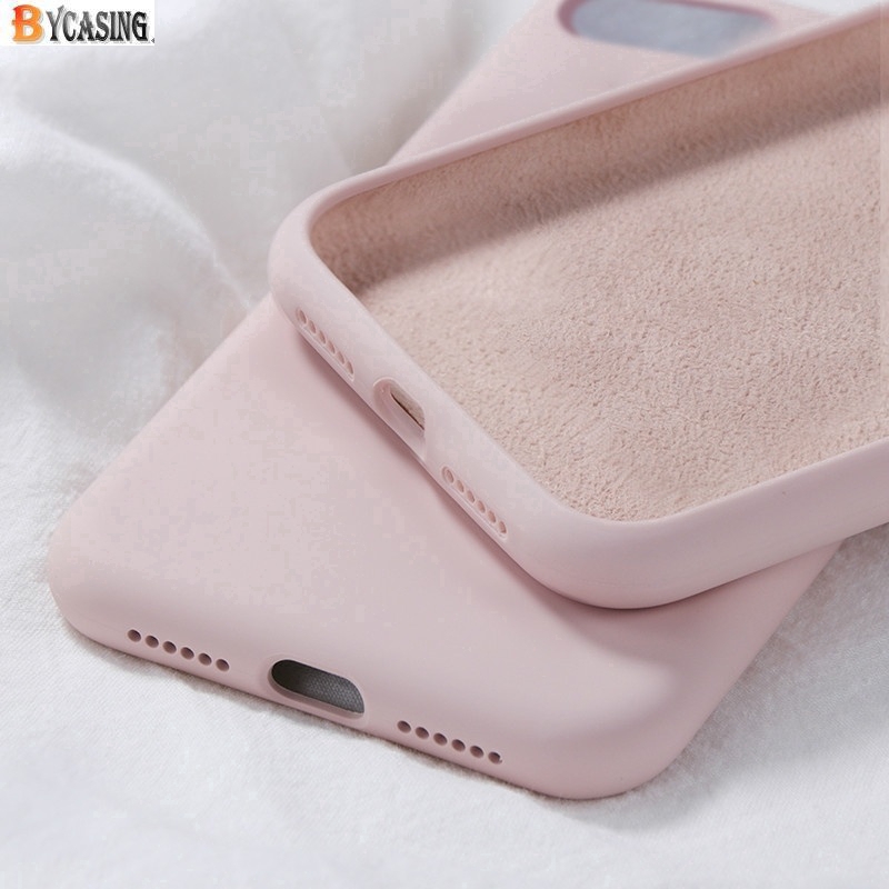 Casing Soft Case Silikon + Karet Serat Mikro Cair untuk iPhone x / XR / 6 / 6S / 7 / 8 Plus