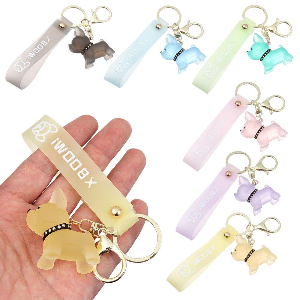 Wonder Kristal Buldog Anjing Gantungan Kunci Lucu Fashion Portable Mobil Key Holder Tahan Air Warna-Warni French Bulldog Pendant