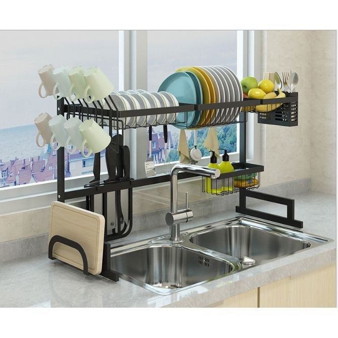 Rak Dapur Piring Wastafel Stainless Steel Serbaguna 85cm