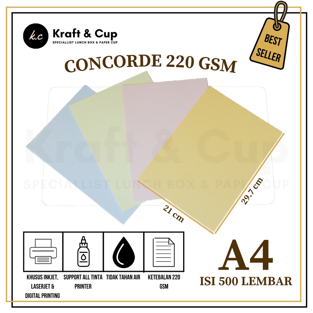 Kertas A4 Concorde 220 gr isi 500 lembar / Kertas Concorde 220 / Kertas Piagam A4