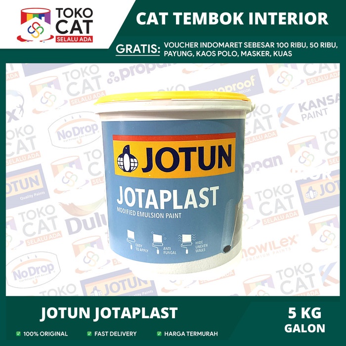 CAT TEMBOK INTERIOR JOTUN JOTAPLAST WARNA PUTIH / NEW WHITE 5KG GALON