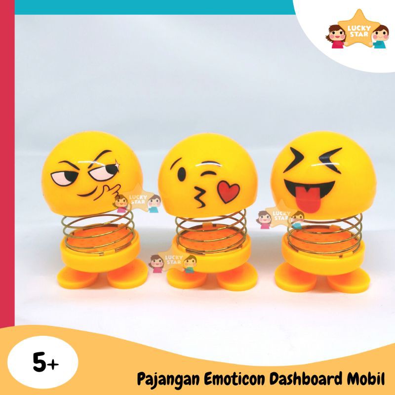 Pajangan Per Boneka Emoji Random Goyang Dashboard Emoticon Lampu Nyala Hiasan Mobil