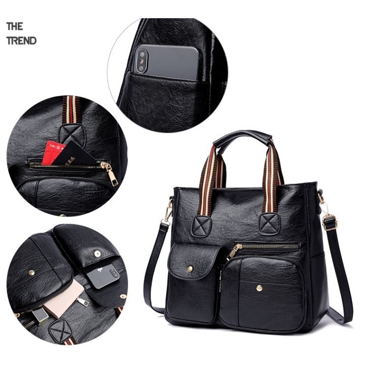 TAS WANITA SELEMPANG KULIT HITAM TA347B5 IMPORT KOREA PREMIUM MURAH FASHION BATAM BRANDED ORI REMAJA