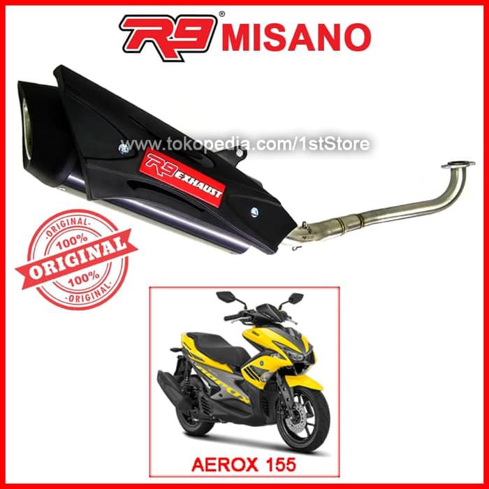 qws235 Original R9 Misano Series Aerox 155 Knalpot Racing Ori Pnp Full
