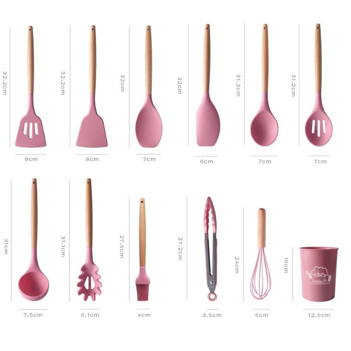 12 in 1 Silicone Kitchen Set Utensils Peralatan Masak Silikon BPA Free Spatula