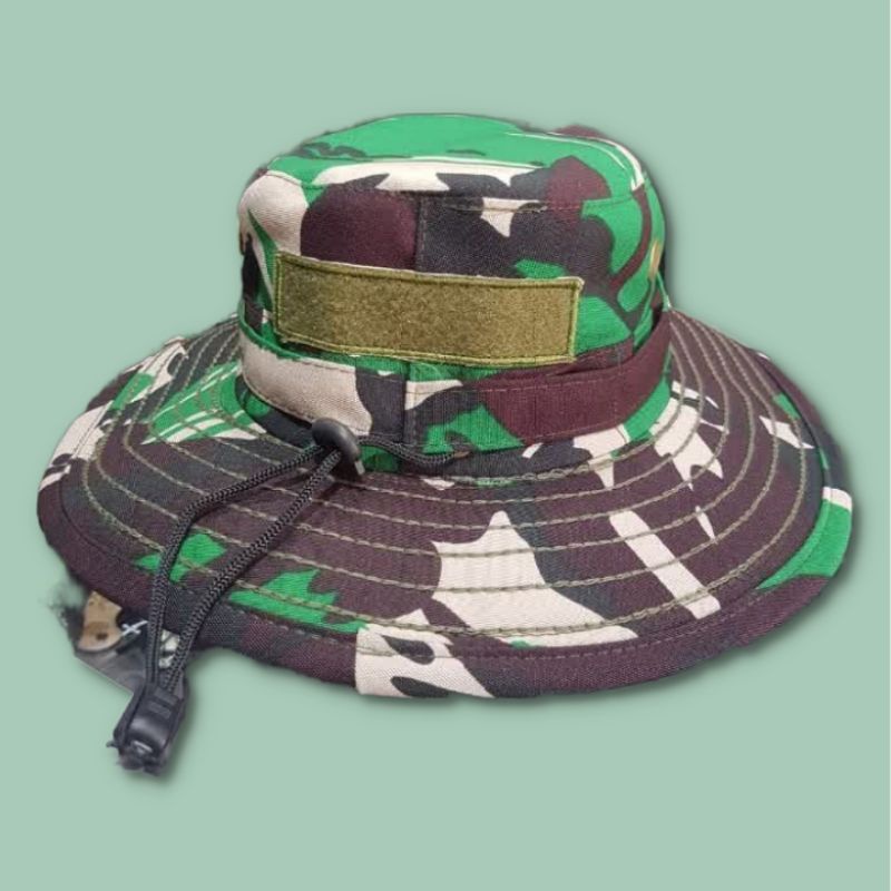 Topi rimba loreng TNI model kawat/Topi rimba Velcro/Topi rimba lapangan