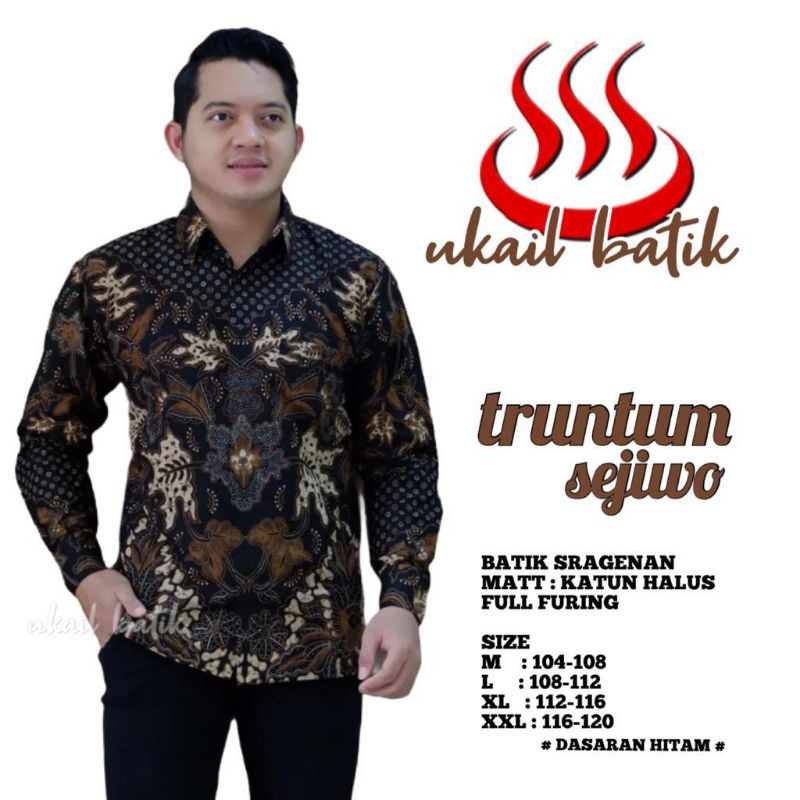 Kemeja Batik Pria Premium Lengan Panjang Asoka Merah Lapis Furing Bahan Katun Halus Premium