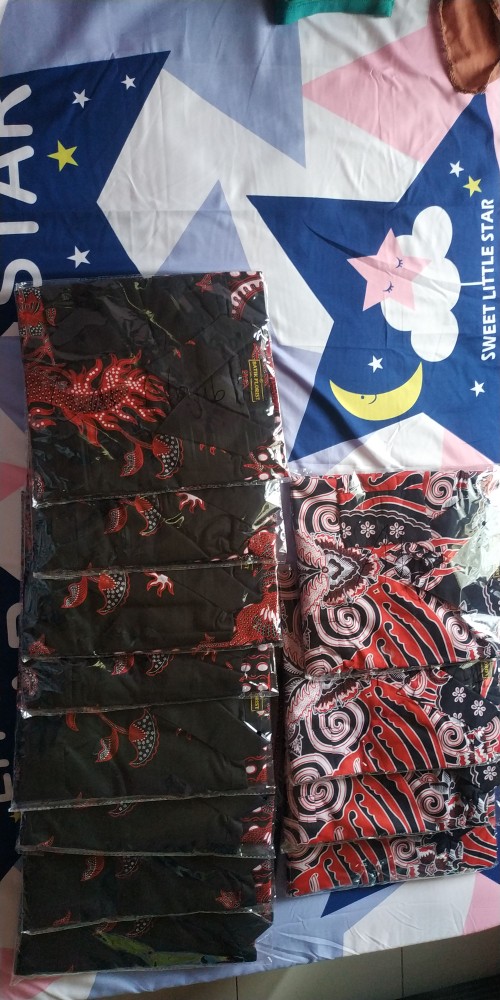 Batik Solo Naga Merah Panjang Kemeja Pria Katun Halus Sragenan Full Furing