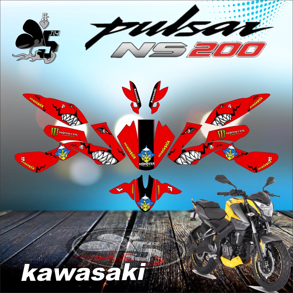 DECAL STICKER FULL BODY KAWASAKI PULSAR NS200 SHARK