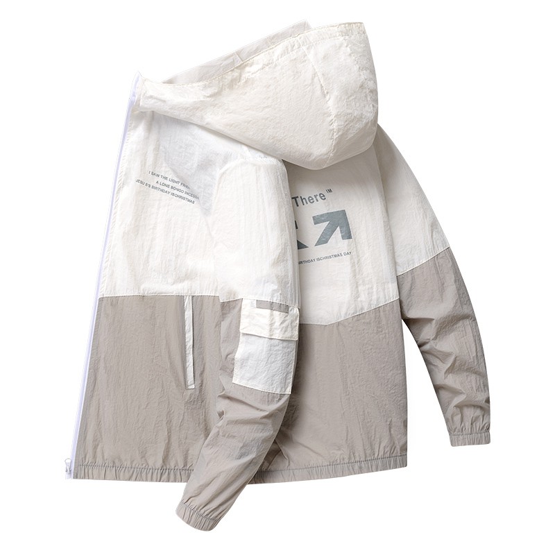 Jaket Baru Jaket Hoodie ANTI UV Ccok untk pria dan wanita kualitas bagus bisa buat pasangan romantis-putih+Abu-abu