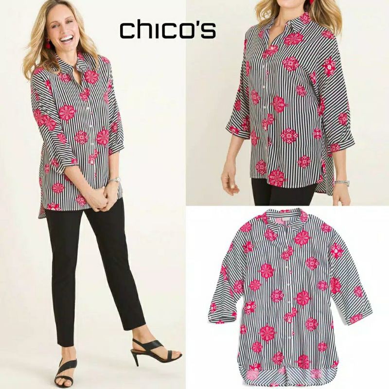 Chico Floral Striped Shirt