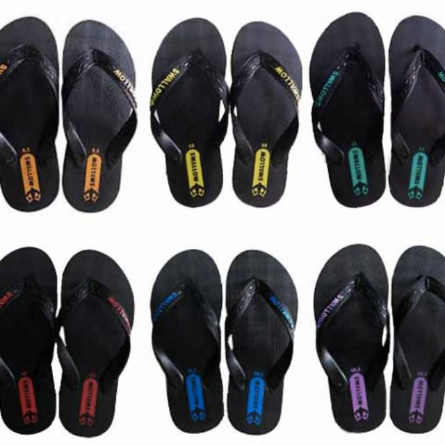 GROSIR Sandal / Sendal Jepit Pria Swallow Black Pearl Hitam