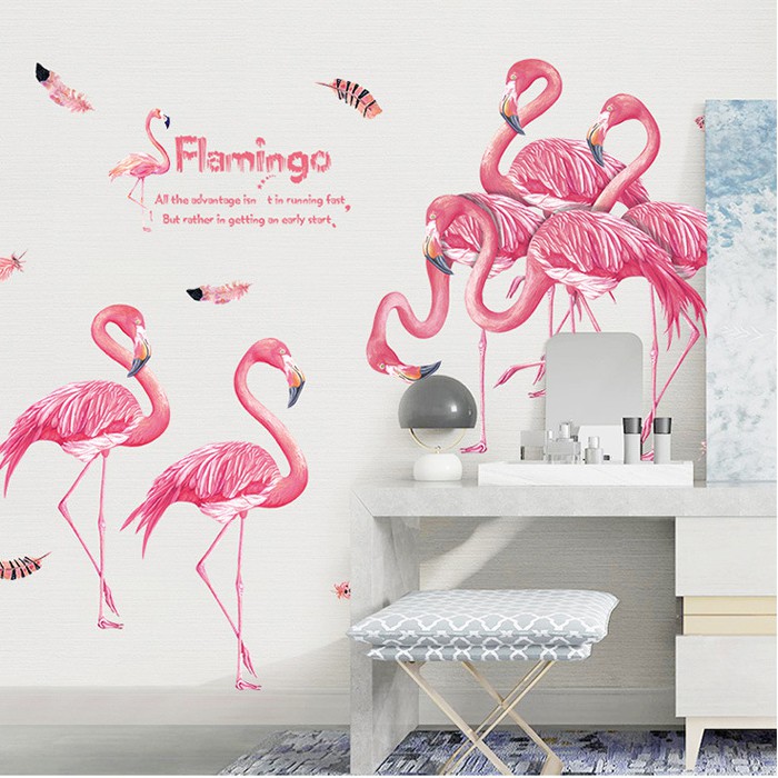 Reliza Wall Sticker Pink Flamingo Stiker Dinding ZY295E