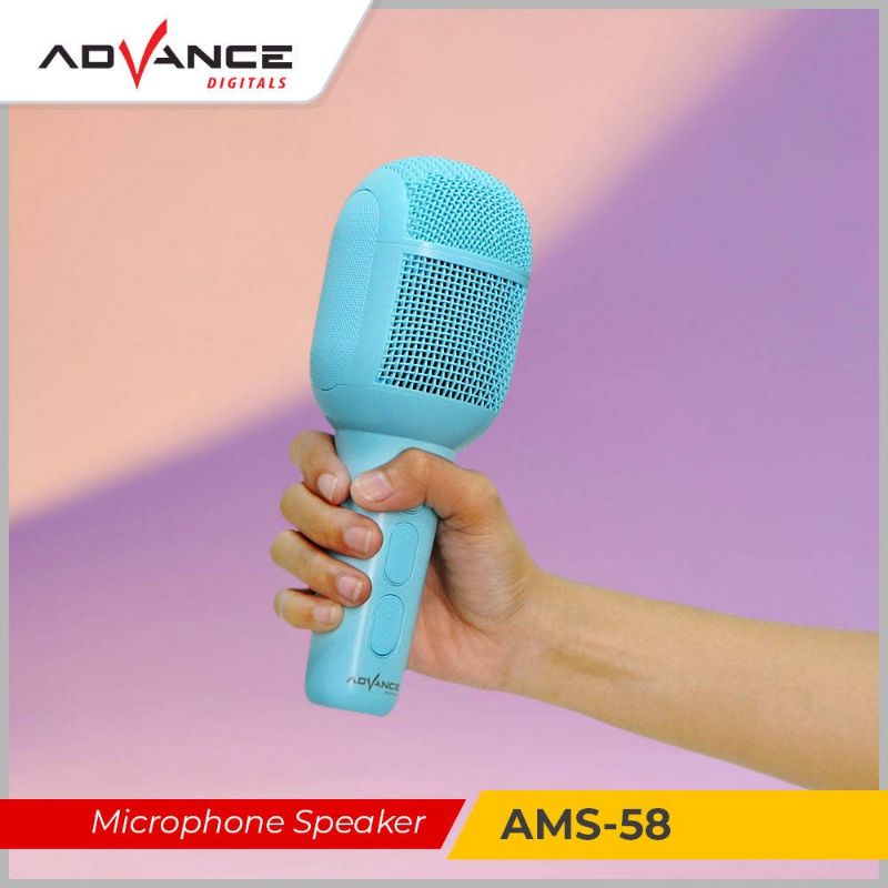 Advance Mic Bluetooth Karaoke Microphone Advance AMS-58 Speaker Bluetooth Wireless Pengubah Suara Mikropon Wireless Smule Speaker Portable