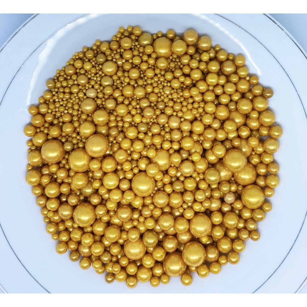 

Sprinkle permen impor - Mix size Gold pearl