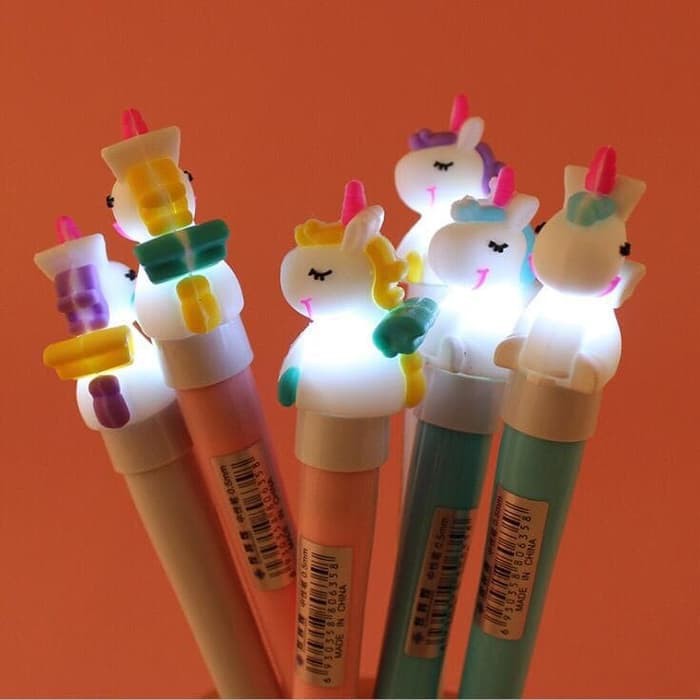 Pulpen Unicorn Lampu LED/Pena Unicorn Lampu/Pulpen Nyala BPKL-08