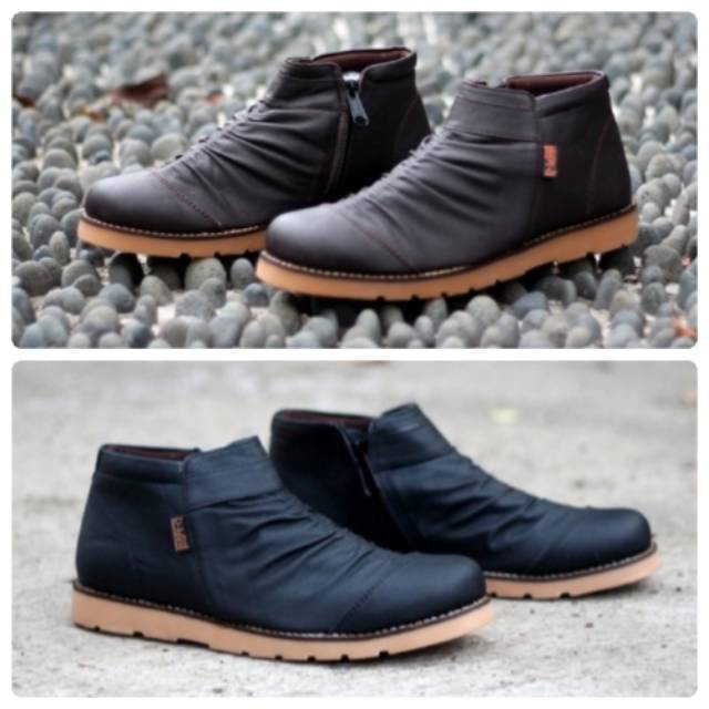 Sepatu D-island Boots Zipper Wrinkle / Sepatu d island