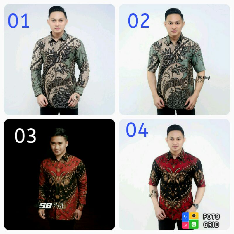 Toko Batik jumbo HRB026 Kenongo Kemeja Tosca Pekalongan Padi M L Xl XXL 3L 4L 5L  Sogan Tulis Halus