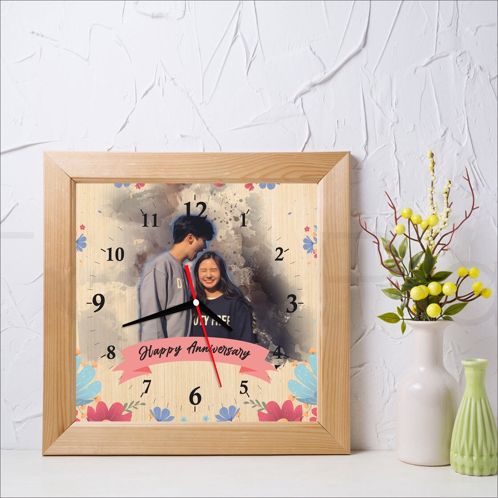 kado pernikahan bingkai foto jam dinding custom figura foto kado ulang tahun Ambar Shop86 + Gratis S