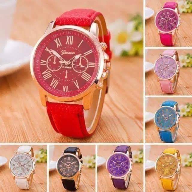 Jam tangan wanita Geneva jam fashion warna warni murah by zellshop